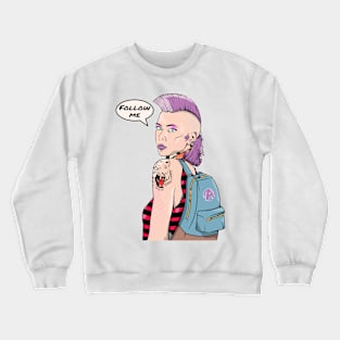 Retro Punk Woman Crewneck Sweatshirt